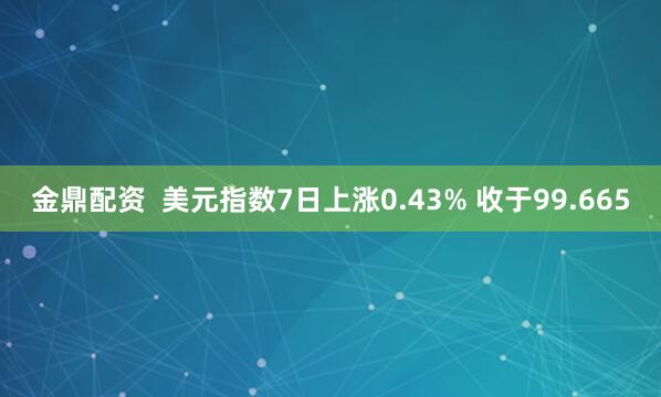 金鼎配资  美元指数7日上涨0.43% 收于99.665