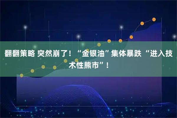 翻翻策略 突然崩了！“金银油”集体暴跌 “进入技术性熊市”！